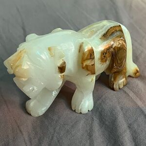 Handcrafted White and Brown Stone Tiger Figurine